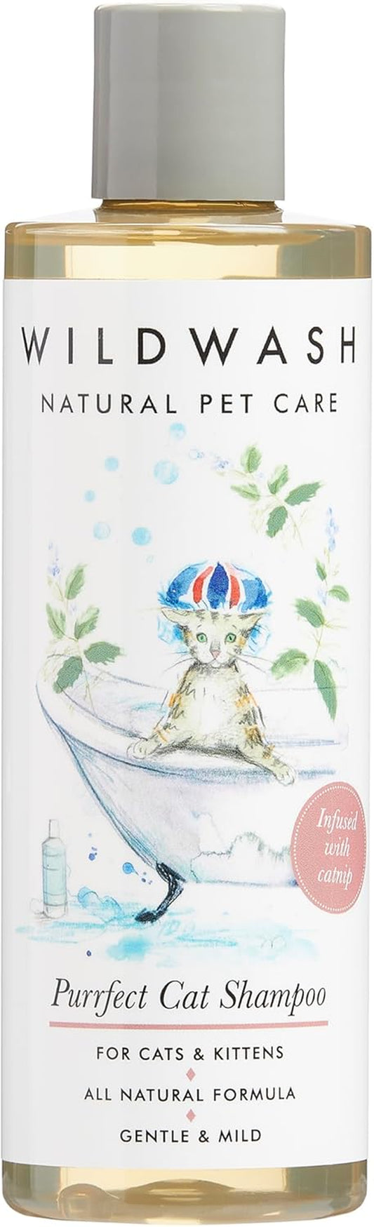 Purrfect Cat Shampoo with Added Catnip 250Ml - Makes Bathtime Fun Time, Adds Shine and Luminosity to Dull Hair - Natural, Sulphate and Paraben-Free for Sensitive Skin